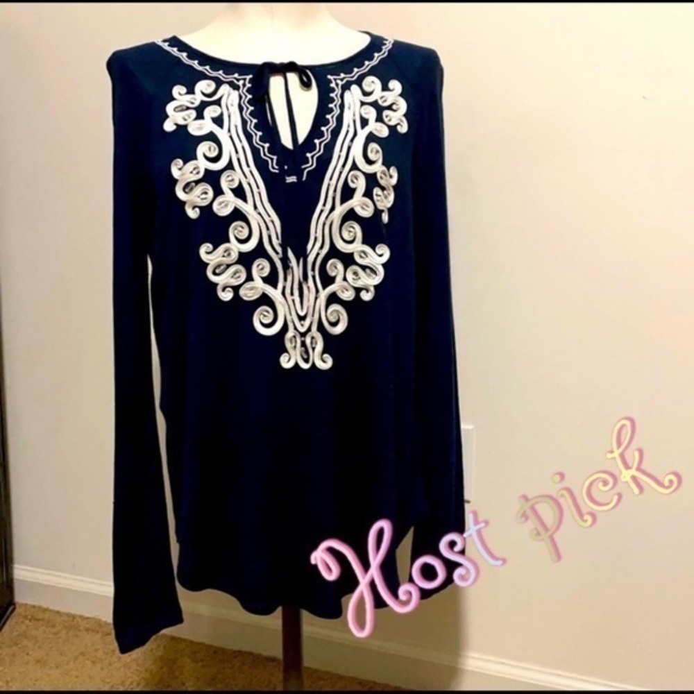 Inc International Concepts Navy Blouse Med…